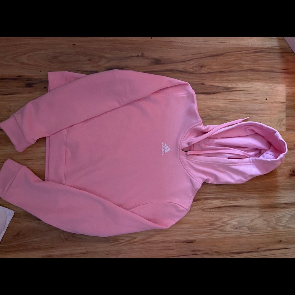Adidas cropped pink hoodie